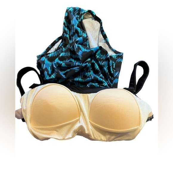 Rose Marie Reid Aqua Blue Ruched Front Shape Wear One Piece Swimsuit - Picture 3 of 6